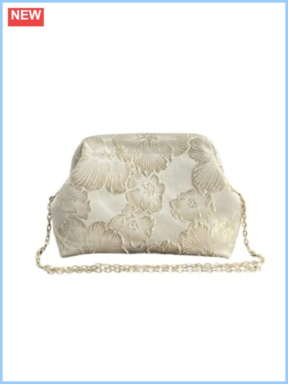 Womens Floral Embroidered Clutch Evening Bag With Chain